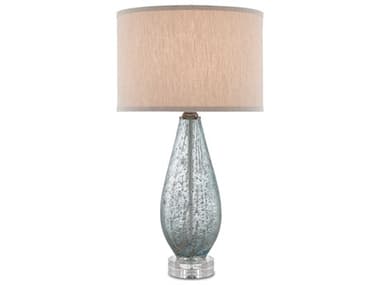 Currey & Company Optimist Pale Blue Glass Clear Buffet Lamp CY60000181