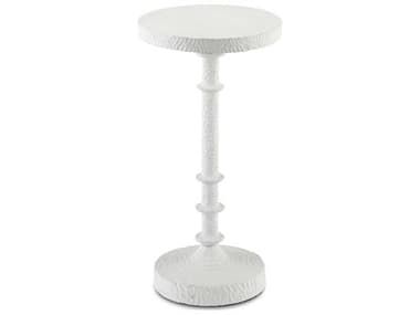Currey & Company Gallo 11" Round Metal Gesso White End Table CY40000103