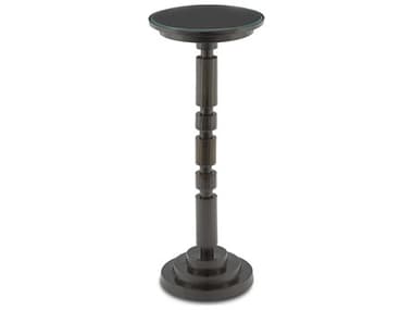 Currey & Company 11" Round Glass Bronze End Table CY40000109