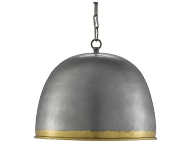 Currey & Company Matute 1-Light Pewter Polished Brass Bell Pendant CY90000477