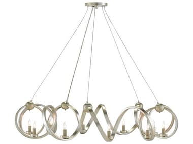 Currey & Company Ringmaster 46" Wide 10-Light Contemporary Silver Leaf Candelabra Chandelier CY90000059