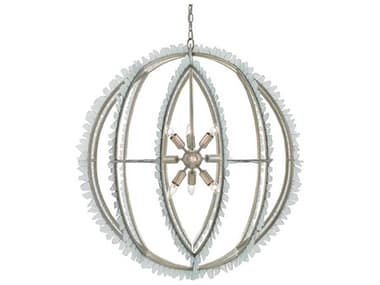 Currey & Company Saltwater 36" Wide 9-Light Contemporary Silver Leaf Seaglass Globe Chandelier CY90000210