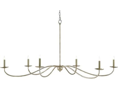 Currey and Company Saxon Silver Granello Six-Light 63'' Wide Chandelier CY90000055