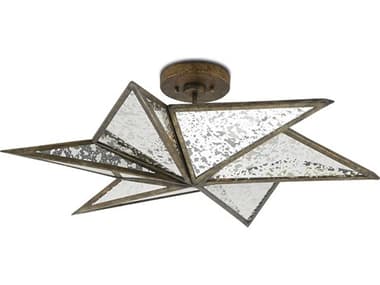 Currey & Company Stargazer 30" Pyrite Bronze Raj Mirror Glass Semi Flush Mount CY99990031