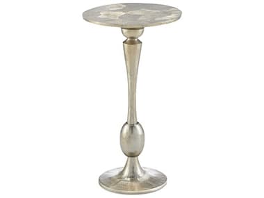 Currey & Company Talia 13" Round Metal Champagne Gold End Table CY40000073