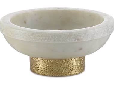Currey & Company Valor White / Brass Small Decorative Bowl CY12000169