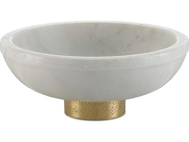 Currey & Company Valor White / Brass Large Decorative Bowl CY12000170