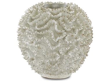Currey &amp; Company White / Gold 10'' High Swirl Vase CY12000296