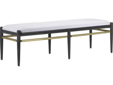 Currey & Company Visby Muslin / Cerused Black Accent Bench CY70000311