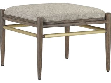 Currey & Company Visby 24" Calcutta Linen Light Pepper Brown Fabric Upholstered Ottoman CY70000282