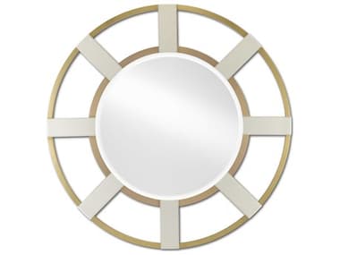 Currey & Company Camille Cream / Brushed Brass 36'' Wide Round Wall Mirror CY10000083