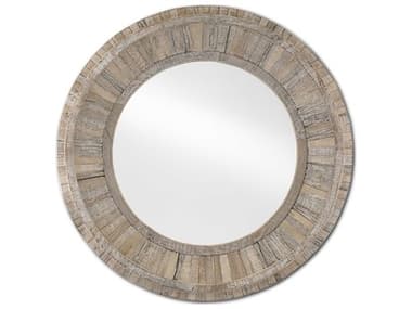 Currey & Company Kanor Whitewash 36" Round Wall Mirror CY10000086