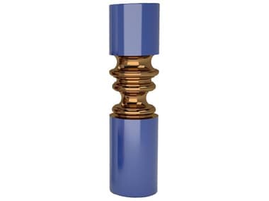 Driade Ordini By Analogia Project Narrow Cobalt Blue And Bronze Ceramic Vase DRH8920763