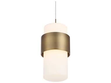 dweLED by WAC Lighting Banded 5" 1-Light Aged Brass LED Cylinder Mini Pendant DWLPD68909AB