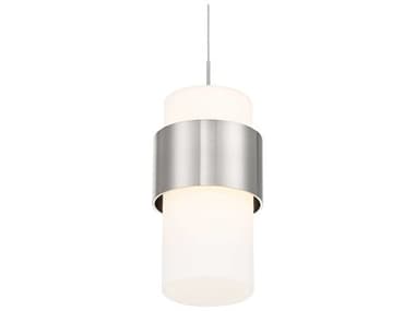 dweLED by WAC Lighting Banded 5" 1-Light Brushed Nickel LED Cylinder Mini Pendant DWLPD68909BN