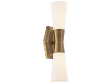 dweLED by WAC Lighting Locke 18" Tall 2-Light Aged Brass Glass LED Wall Sconce DWLWS30018AB