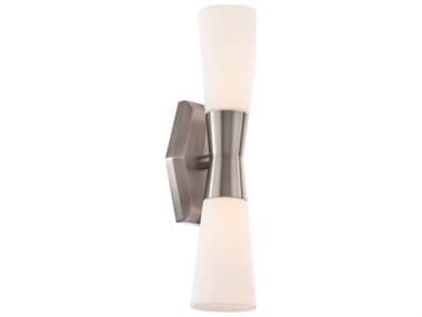 dweLED by WAC Lighting Locke 18" Tall 2-Light Brushed Nickel Glass LED Wall Sconce DWLWS30018BN
