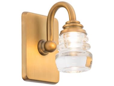 dweLED by WAC Lighting Rondelle 7" Tall 1-Light Aged Brass Glass LED Wall Sconce DWLWS42505AB