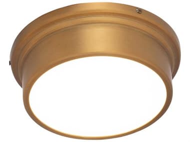 dweLED by WAC Lighting York 8" 1-Light Aged Brass Glass LED Round Flush Mount DWLFM45008AB