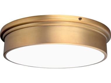 dweLED by WAC Lighting York 12" 1-Light Aged Brass Glass LED Round Flush Mount DWLFM45012AB