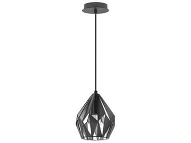Eglo Carlton 1-Light Matte Black Silver Geometric Mini Pendant EGL202035A