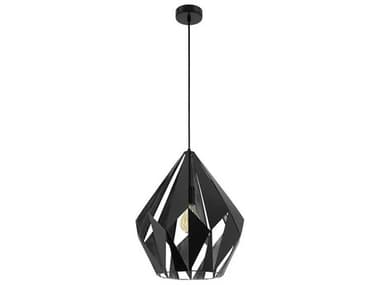 Eglo Carlton 1-Light Matte Black Silver Geometric Pendant EGL49879A