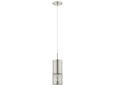 Eglo Carmelia 1-Light Satin Nickel Cylinder Mini Pendant EGL201424A