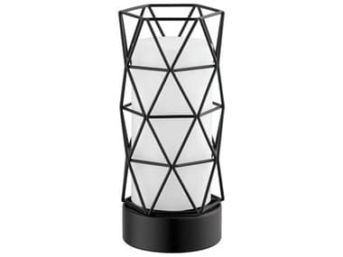 Eglo Estevau Matte Black White Glass Table Lamp EGL202362A