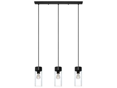 Eglo Montey 3-Light Matte Black Clear Cylinder Island Pendant EGL202128A