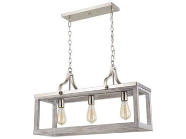 Eglo Montrose 3-Light Acia Wood Brushed Nickel Island Pendant EGL203109A