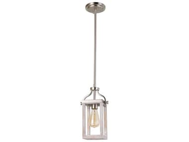 Eglo Montrose 1-Light Acia Wood Brushed Nickel Lantern Mini Pendant EGL203104A