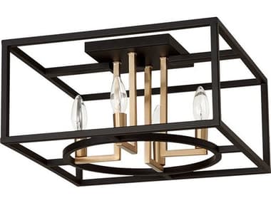 Eglo Mundazo 4-Light Black Brushed Gold Flush Mount EGL204606A