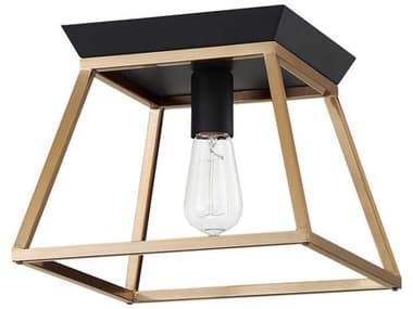 Eglo Paulino 1-Light Brushed Gold Matte Black Flush Mount EGL204601A