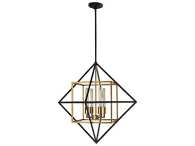 Eglo Pryor 4-Light Antique Gold Black Geometric Pendant EGL204683A