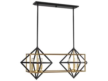 Eglo Pryor 6-Light Antique Gold Black Geometric Island Pendant EGL204684A