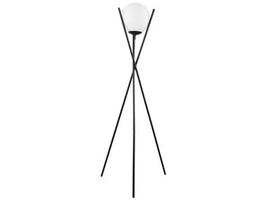 Eglo Salvezinas Matte Black White Glass Floor Lamp EGL39594A