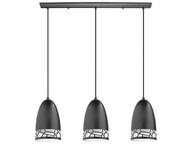 Eglo Savignano 3-Light Matte Black White Bell Island Pendant EGL97444A