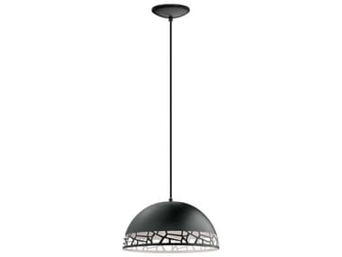 Eglo Savignano 1-Light Matte Black White Dome Pendant EGL97441A