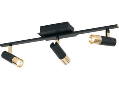 Eglo Tomares 3-Light Black Gold Cylinder Linear Track & Rail Light EGL39146A