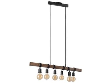 Eglo Violon 6-Light Black Dark Brown Linear Island Pendant EGL204243A