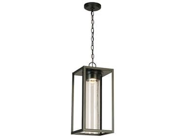Eglo Walker Hill Matte Black 1-light 21'' High LED Outdoor Hanging Light with Clear Seedy Glass Shade EGL204709A