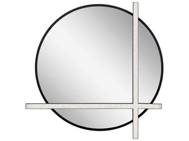 Elan Kemena Matte Black 26'' Round LED Wall Mirror ELA84163