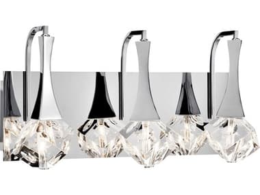 Elan Rockne 9" Tall 3-Light Chrome Crystal Glass Wall Sconce ELA83776