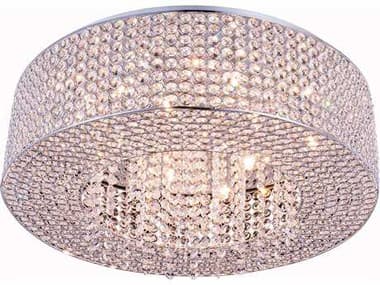 Elegant Lighting Amelie 24" 10-Light Chrome Clear Crystal Flush Mount EG2914F24CRC