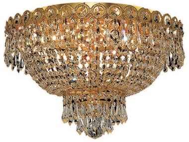 Elegant Lighting Century 16" Gold Clear Crystal Bowl Flush Mount EG1900F16G