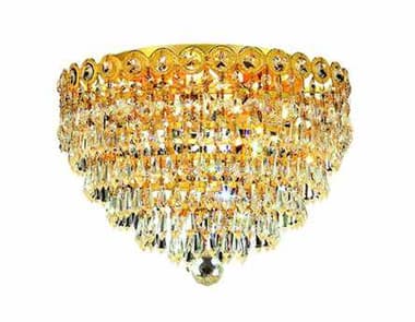 Elegant Lighting Century 14" Gold Clear Crystal Bowl Flush Mount EG1902F14G