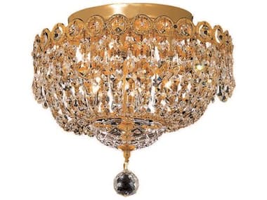 Elegant Lighting Century 12" Gold Clear Crystal Bowl Semi Flush Mount EG1900F12G