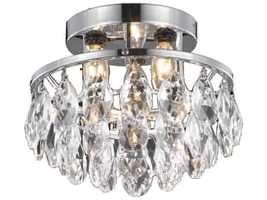 Elegant Lighting Clara 10" 3-Light Chrome Crystal Bowl Flush Mount EGLD9805F10