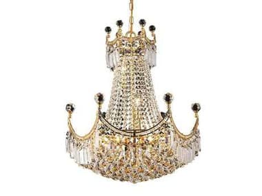 Elegant Lighting Corona Royal Cut Gold & Crystal Nine-Light 20'' Wide Chandelier EG8949D20G