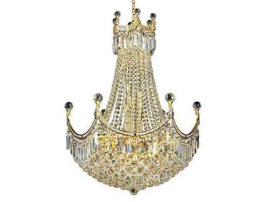 Elegant Lighting Corona 24" Wide 15-Light Gold Clear Crystal Empire Chandelier EG8949D24G